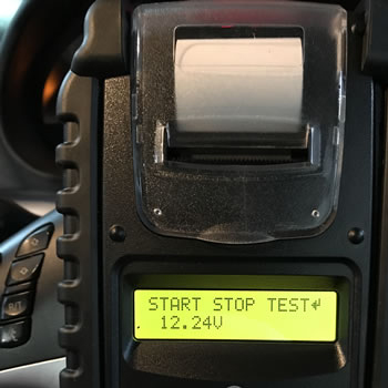 Photo of an Advanced Battery Tester used in an automtive Setting